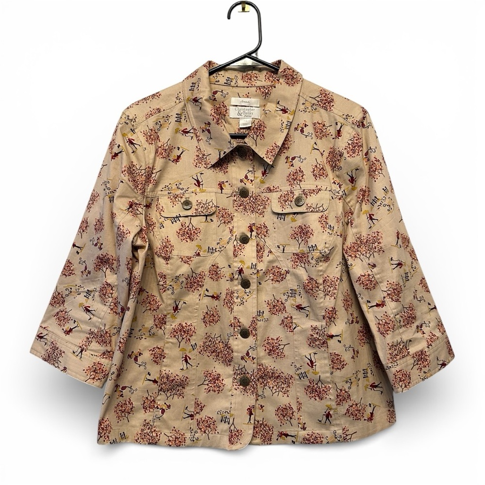 Y2K Era Christopher & Banks Petite Autumn Button Up Print Jacket XLP